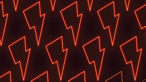 Glowing neon lightning bolt pattern background with seamless electric energy Video stock 334140247