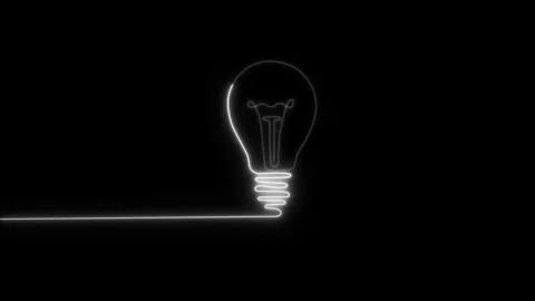 Glowing neon lightning bulb icon. Neon light blub icon animated on isolated.. Stock Footage 298929011