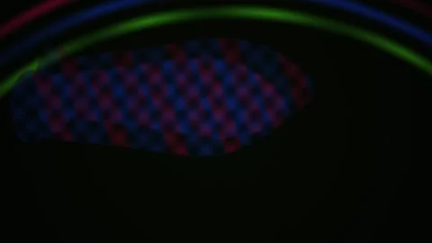 Glowing neon lights on dark background with colorful patterns. Stock Footage 336699642