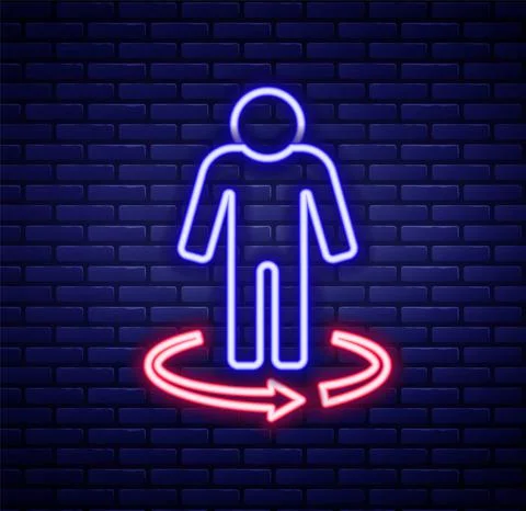 Glowing neon line 3d modeling icon isolated on brick wall background. Augmented Illustrazione stock