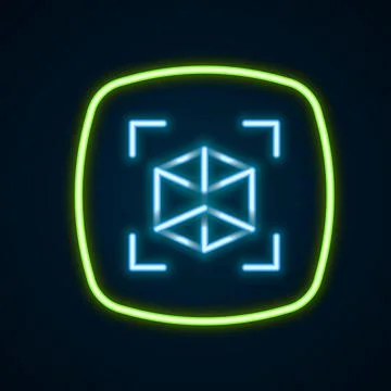 Glowing neon line 3d modeling icon isolated on black background. Augmented Stock Illustration