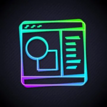 Glowing neon line 3D printer software icon isolated on black background. 3d Illustrazione stock