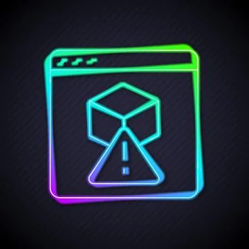 Glowing neon line 3D printer icon isolated on black background. 3d printing Illustrazione stock