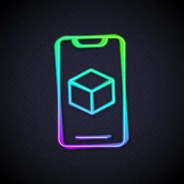 Glowing neon line 3D printer software icon isolated on black background. 3d Illustrazione stock