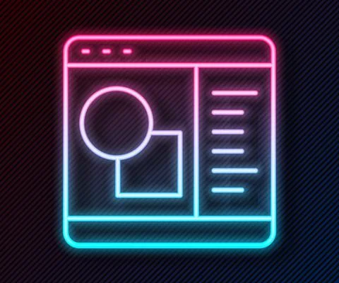 Glowing neon line 3D printer software icon isolated on black background. 3d Illustrazione stock