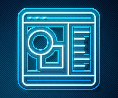 Glowing neon line 3D printer software icon isolated on blue background. 3d Stock Illustration