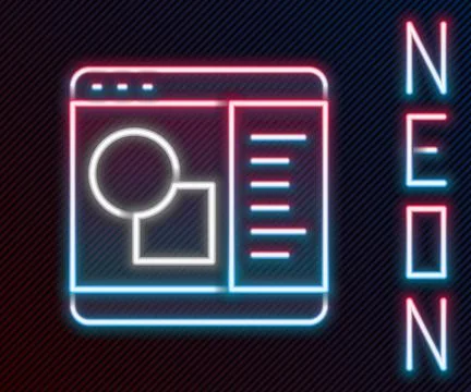 Glowing neon line 3D printer software icon isolated on black background. 3d p Ilustração Stock