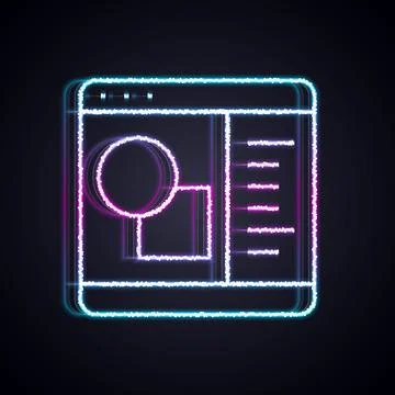 Glowing neon line 3D printer software icon isolated on black background. 3d Stock Illustration
