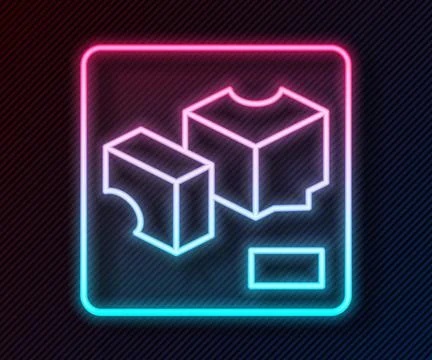Glowing neon line 3D printer icon isolated on black background. 3d printing.  Stock-Illustration