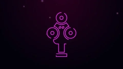 Glowing neon line 3D scanner icon isolated on black background. 4K Video motion Video stock 155544879