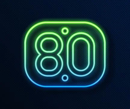 Glowing neon line 80s Retro icon isolated on blue background. Eighties poster Stock Illustration