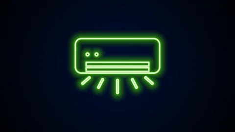 Glowing neon line Air conditioner icon isolated on black background. Split Stock Footage 159296997