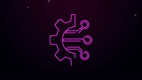Glowing neon line Algorithm icon isolated on purple background. Algorithm symbol Stock-Footage 139783474
