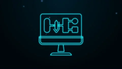 Glowing neon line Algorithm icon isolated on black background. Algorithm symbol Stock-Footage 159349377