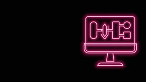 Glowing neon line Algorithm icon isolated on black background. Algorithm symbol Stock Footage 159349383