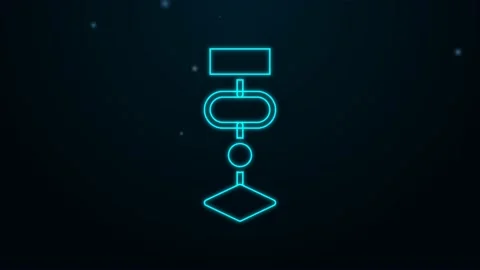 Glowing neon line Algorithm icon isolated on black background. Algorithm symbol Stock Footage 159350866