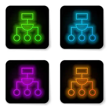 Glowing neon line Algorithm icon isolated on white background. Algorithm symbol Stockillustratie