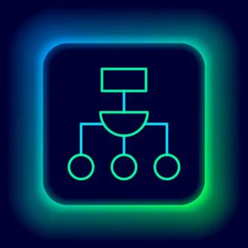 Glowing neon line Algorithm icon isolated on black background. Algorithm symbol イラスト素材