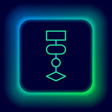 Glowing neon line Algorithm icon isolated on black background. Algorithm symbol Stock Illustration