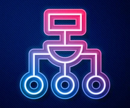 Glowing neon line Algorithm icon isolated on blue background. Algorithm sym.. Stock Illustration