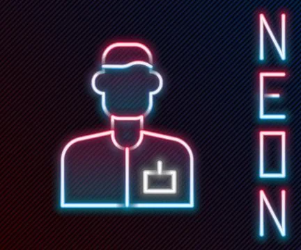 Glowing neon line Analyst engineer icon isolated on black background. Colorful Stock Illustration