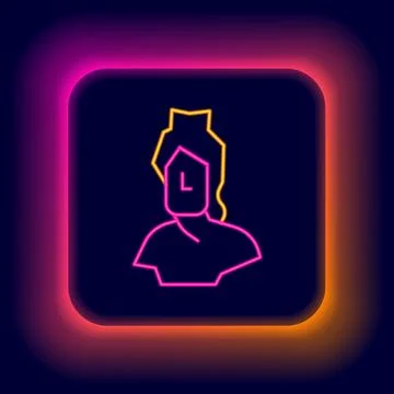 Glowing neon line Ancient bust sculpture icon isolated on black background... Stock Illustration