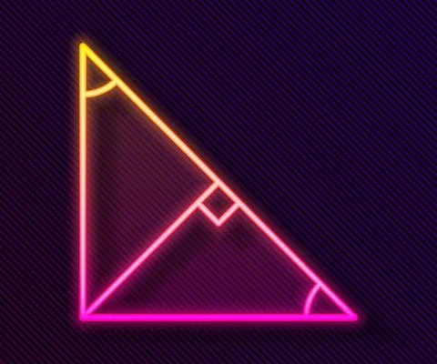 Glowing neon line Angle bisector of a triangle icon isolated on black background Stock Illustration