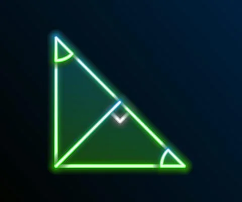 Glowing neon line Angle bisector of a triangle icon isolated on black background Stock Illustration