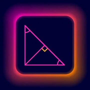 Glowing neon line Angle bisector of a triangle icon isolated on black background Stock Illustration