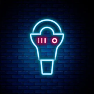 Glowing neon line Angle grinder icon isolated on brick wall background. Colorful Stock Illustration