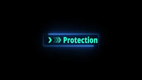 Glowing neon line animation pointing towards protection button in looping w.. Stock Footage 340179373