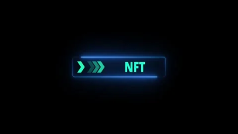 Glowing neon line animation pointing towards NFT button in looping with bla.. Stock Footage 340179375