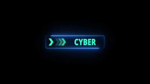 Glowing neon line animation pointing towards cyber button in looping with b.. Stock Footage 340179379