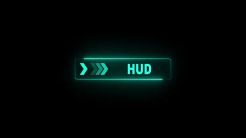 Glowing neon line animation pointing towards hud button in looping with bla.. Stock Footage 340595731
