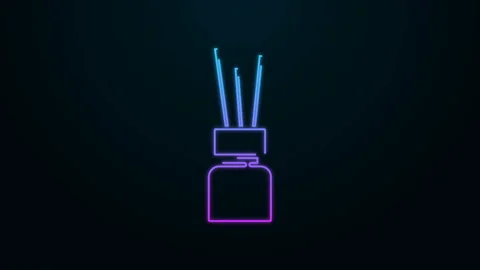 Glowing neon line Aroma diffuser icon isolated on black background. Glass jar Stock Footage 143113135