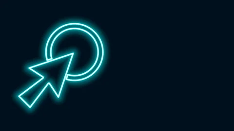 Glowing neon line Arrow cursor icon isolated on black background. 4K Video Stock Footage 141771323