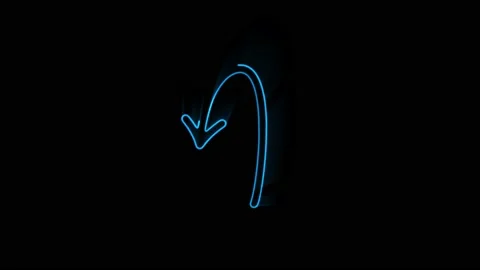 Glowing neon line Arrow icon isolated on black background. Direction Arrowhead Stockbeeldmateriaal 150761293