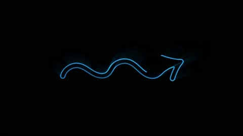 Glowing neon line Arrow icon isolated on black background. Direction Arrowhead Stockbeeldmateriaal 150762814