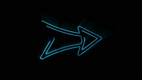 Glowing neon line Arrow icon isolated on black background. Direction Arrowhead Stockbeeldmateriaal 150768594