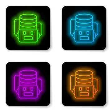Glowing neon line Artificial intelligence robot icon isolated on white 스톡 일러스트