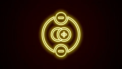Glowing neon line Atom icon isolated on black background. Symbol of science Stock Footage 155839507