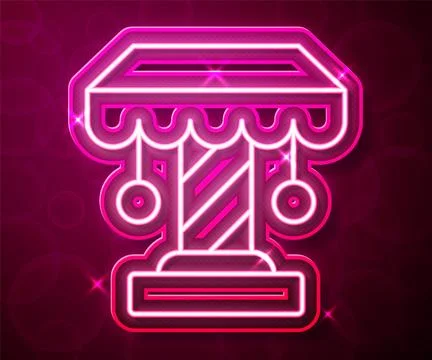 Glowing neon line Attraction carousel icon isolated on red background. Amusement Stock Illustration