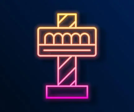 Glowing neon line Attraction carousel icon isolated on black background. Am.. Stock Illustration