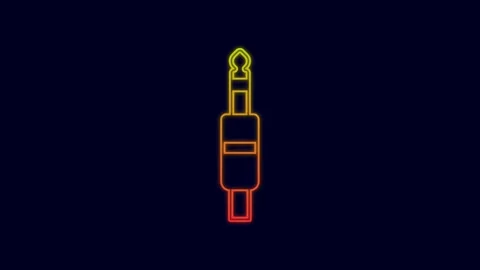Glowing neon line Audio jack icon isolated on blue background. Audio cable for Stock-Footage 227226885