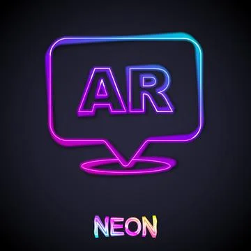 Glowing neon line Augmented reality AR icon isolated on black background Stock Illustration