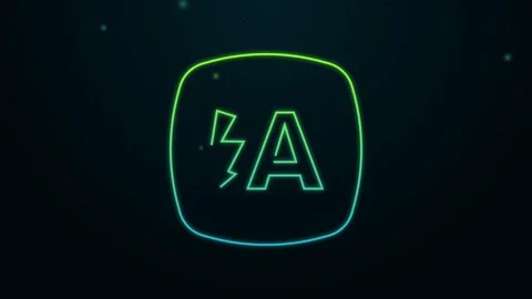 Glowing neon line Auto flash icon isolated on black background. Automatic flash Stock Footage 154739907