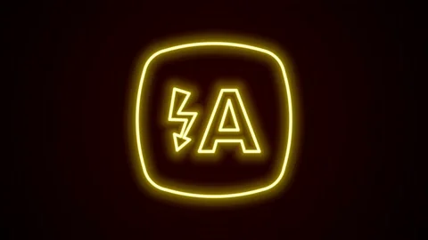 Glowing neon line Auto flash icon isolated on black background. Automatic flash Stock Footage 154739909