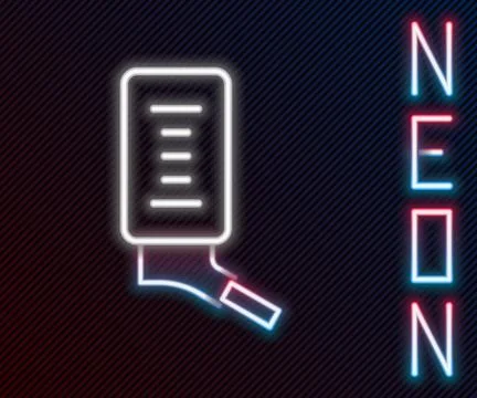 Glowing neon line Automatic drinker for small pets icon isolated on black bac Illustrazione stock