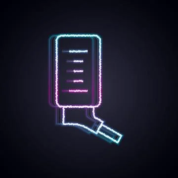 Glowing neon line Automatic drinker for small pets icon isolated on black b.. イラスト素材