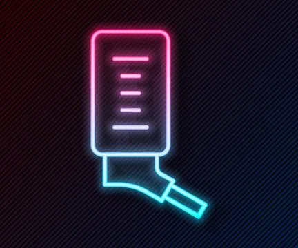 Glowing neon line Automatic drinker for small pets icon isolated on black b.. Illustrazione stock